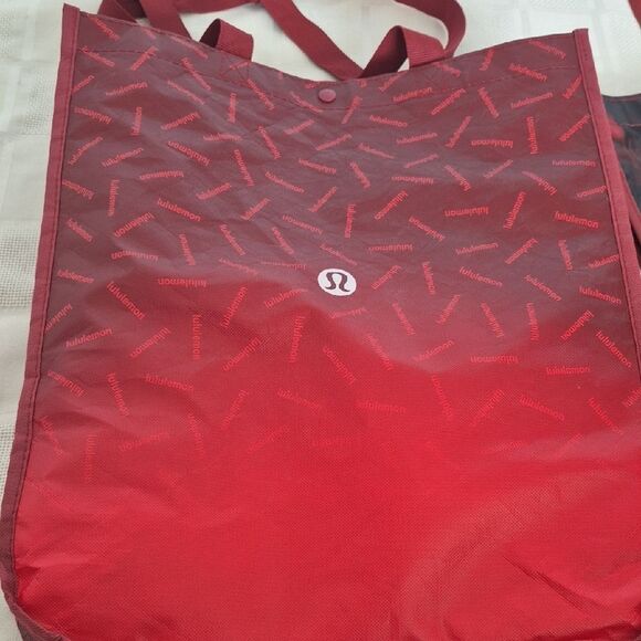 Lululemon Athletica Red and Black Tote Reusable Bag Trio Bundle Of 3 Bags - Picture 3 of 16